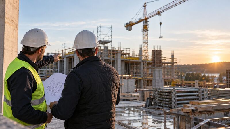 Bauherren auf einer Baustelle